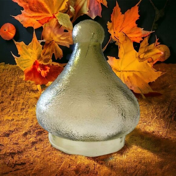 Vintage Empoli Glass Jar Top ONLY Pebbled Olive Green Candy Jar Lid Mid Century. - Picture 1 of 16